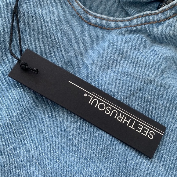 NWT STS Hayley high rise paper bag blue short sz 31 - Picture 6 of 11